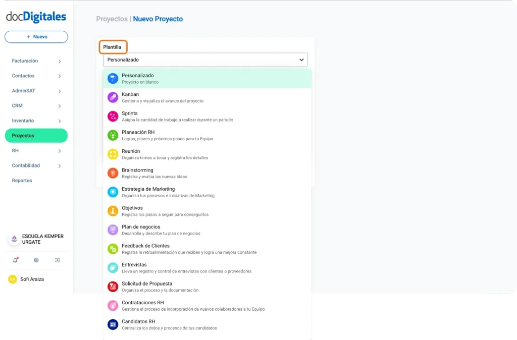 Plantillas de proyectos dentro de un CRM enfocado a las PYMES