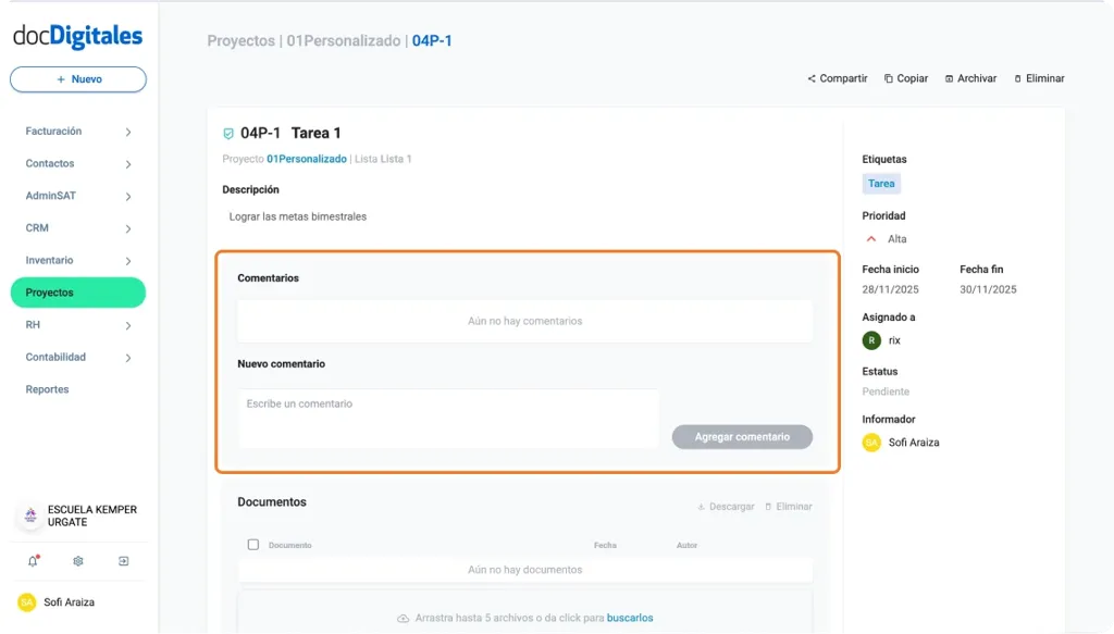 Creación de proyectos en un CRM con plantillas personalizadas, enfocada en pymes mexicanas