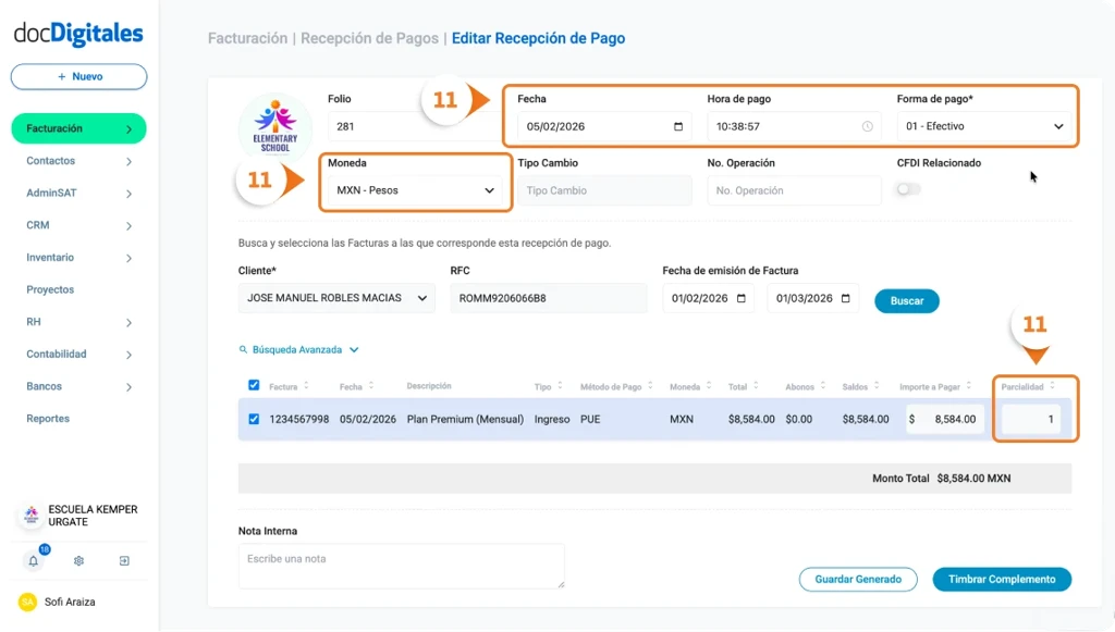 Abonar pago a factura y generar el CRP en un ERP o sistema de gestión integral para Pymes mexicanas