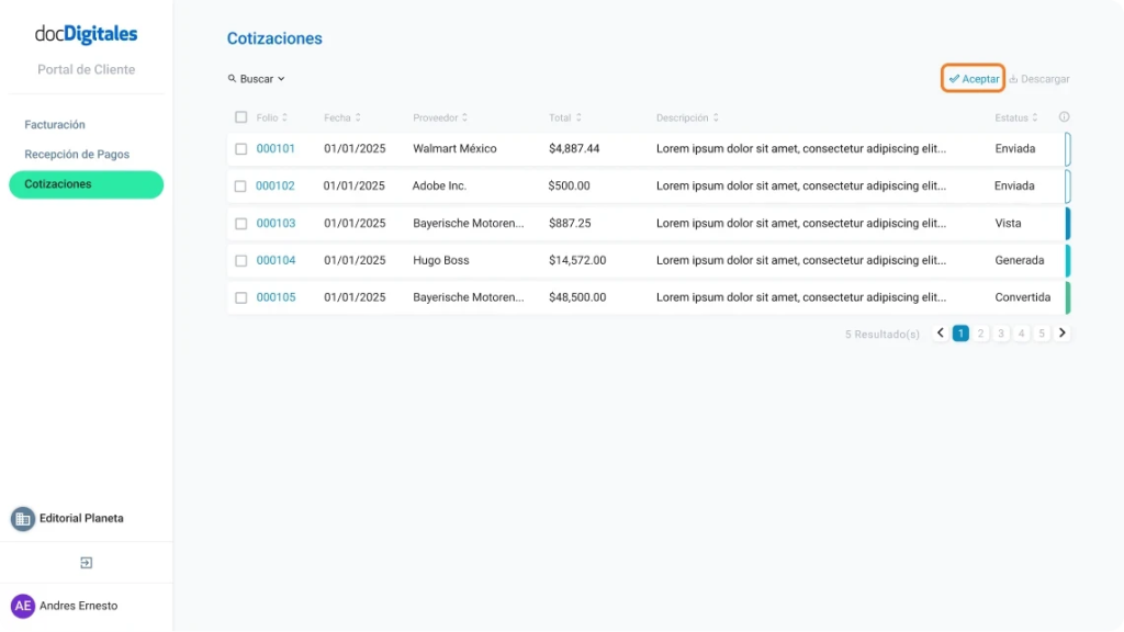 Crear portal de cliente para revisión de facturas y documentos por medio de un portal ERP para Pymes