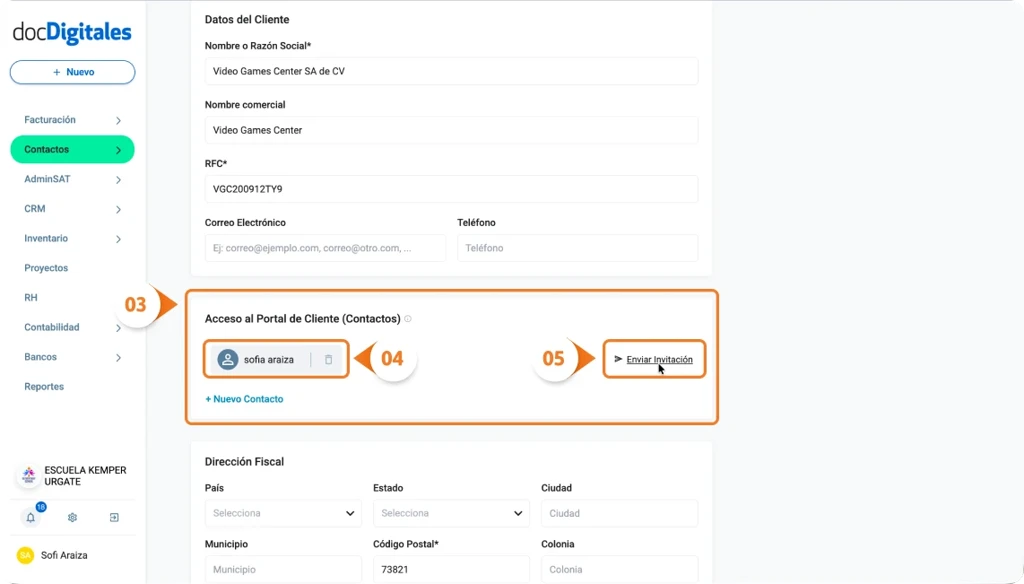 Reenvia la invitación a un cliente a crear su cuenta dentro del Portal del cliente para la centralización de su facturación y documentos relacionados