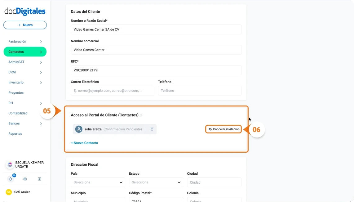 Cancelar invitación de acceso a Portal de Cliente de un ERP hecho para Pymes mexicanas
