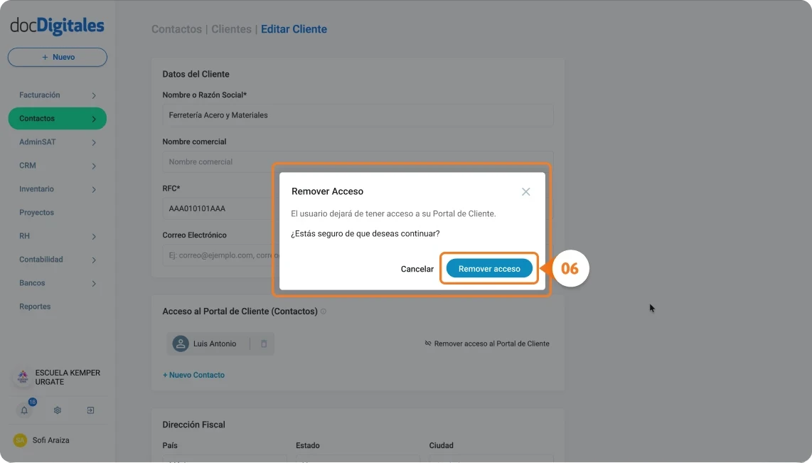 Cancelar invitación de acceso a Portal de Cliente de un ERP hecho para Pymes mexicanas