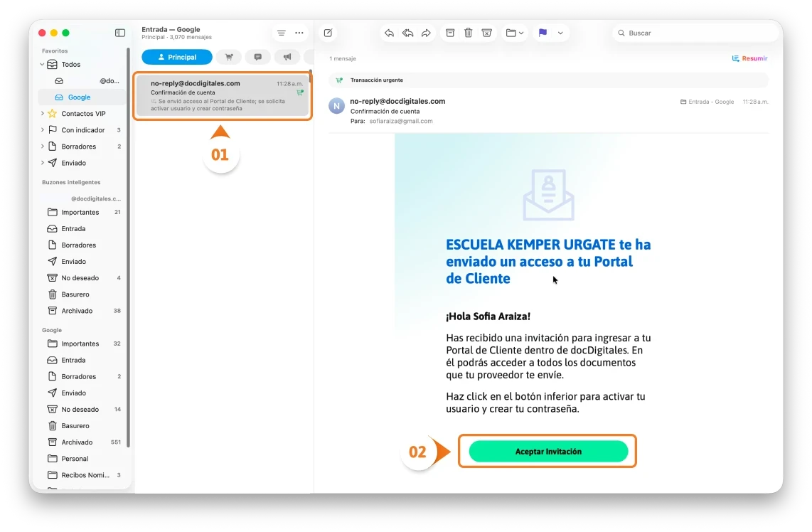 Aceptar la invitación a crear cuenta en el portal de cliente de un ERP diseñado para pymes y empresas mexicanas 