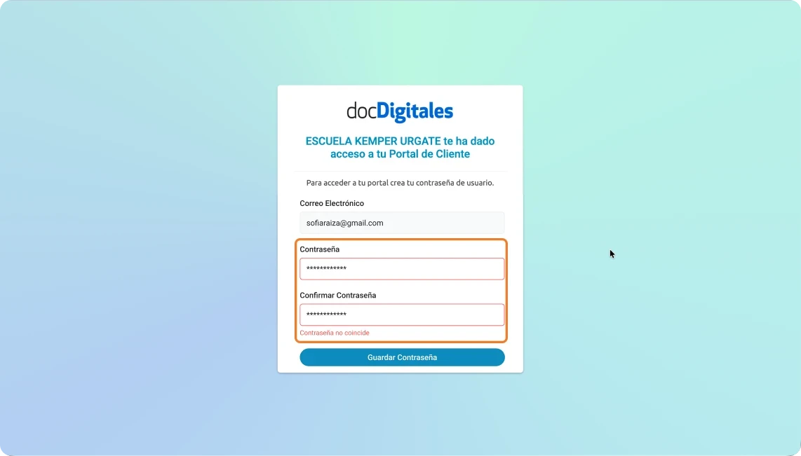 Aceptar la invitación a crear cuenta en el portal de cliente de un ERP diseñado para pymes y empresas mexicanas 
