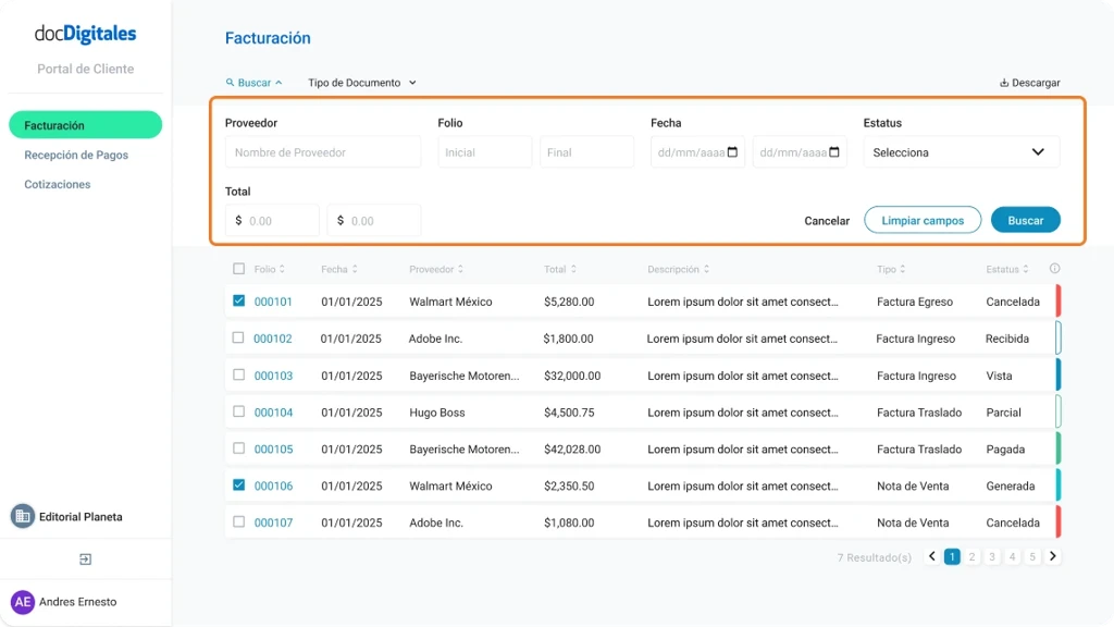 ERP para Pymes y empresas mexicanas con un sistema de gestión integral y Portal de cliente para centralizar la información
