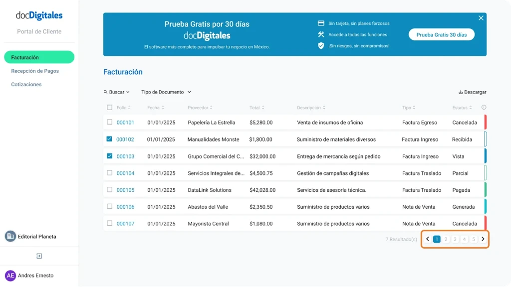ERP para Pymes y empresas mexicanas con un sistema de gestión integral y Portal de cliente para centralizar la información