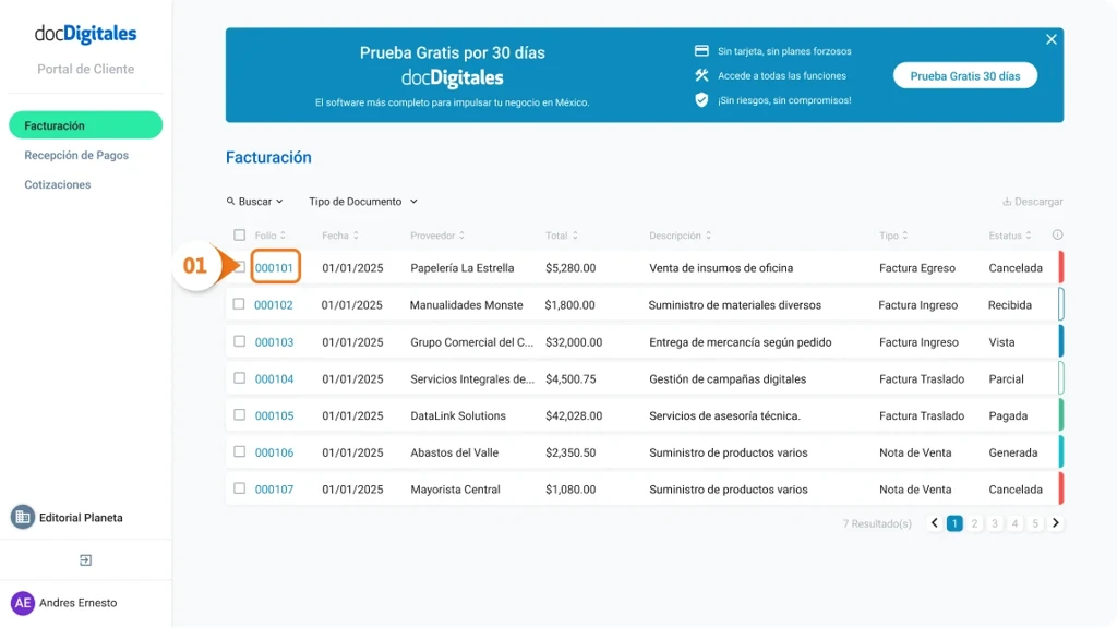ERP para Pymes y empresas mexicanas con un sistema de gestión integral y Portal de cliente para centralizar la información