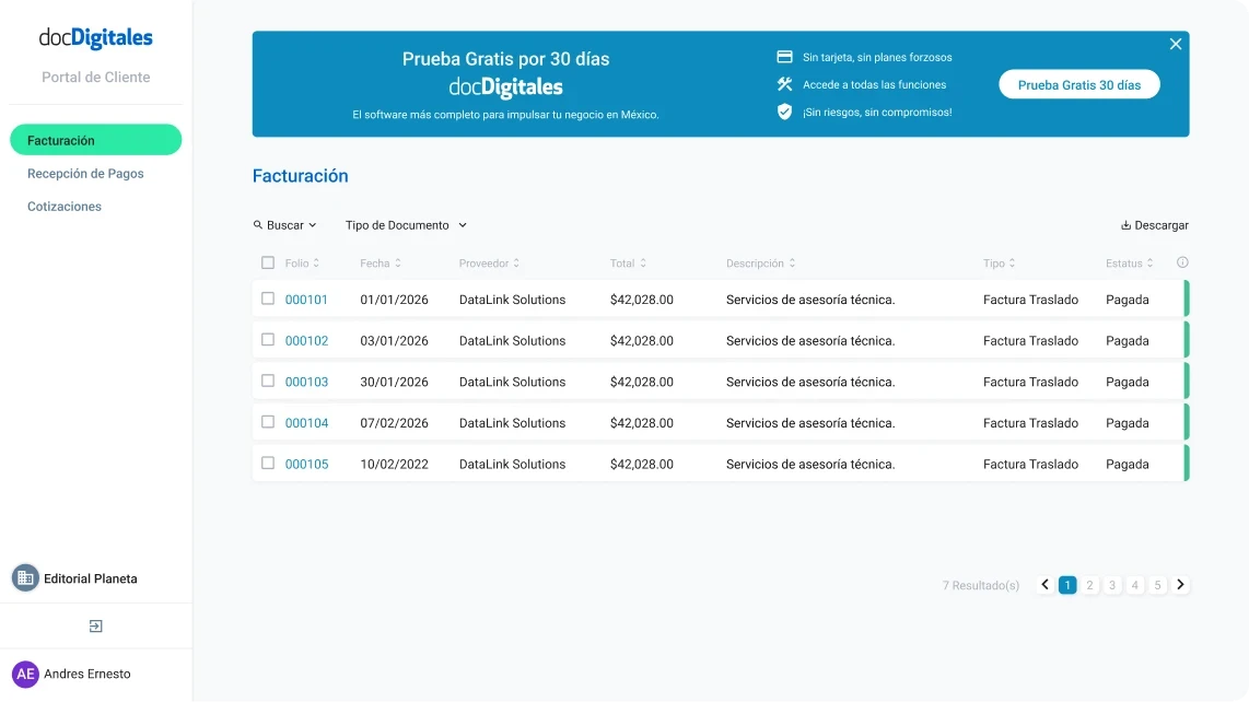 Buscar facturas, notas de venta, cotizaciones y documentos que te han generado tus proveedores dentro de un ERP de gestión integral para Pymes