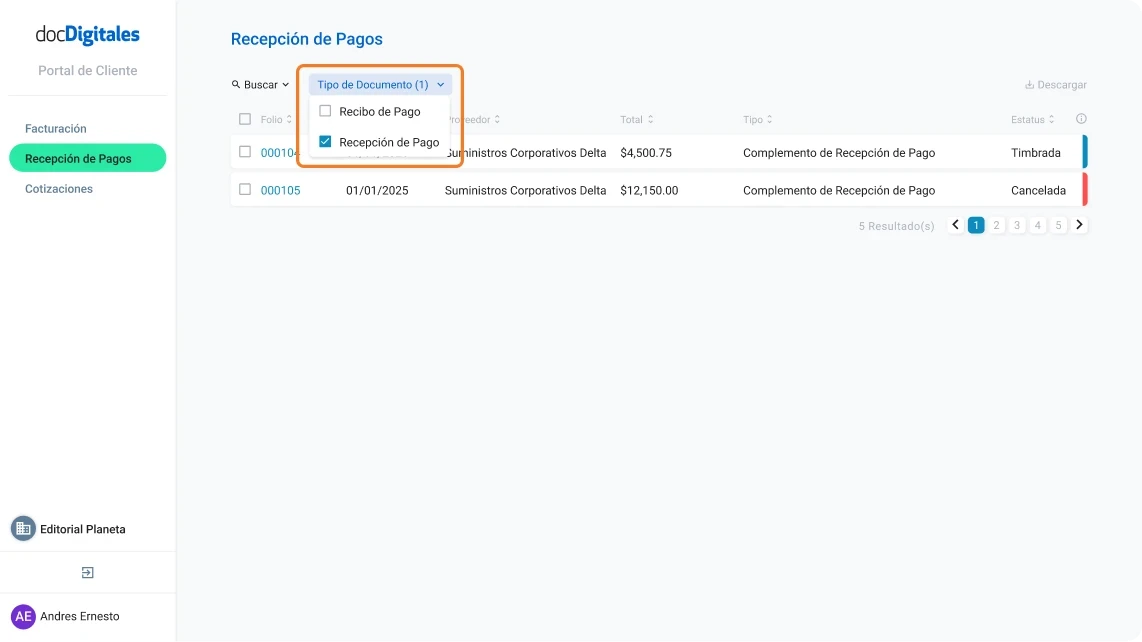 Buscar facturas, notas de venta, cotizaciones y documentos que te han generado tus proveedores dentro de un ERP de gestión integral para Pymes