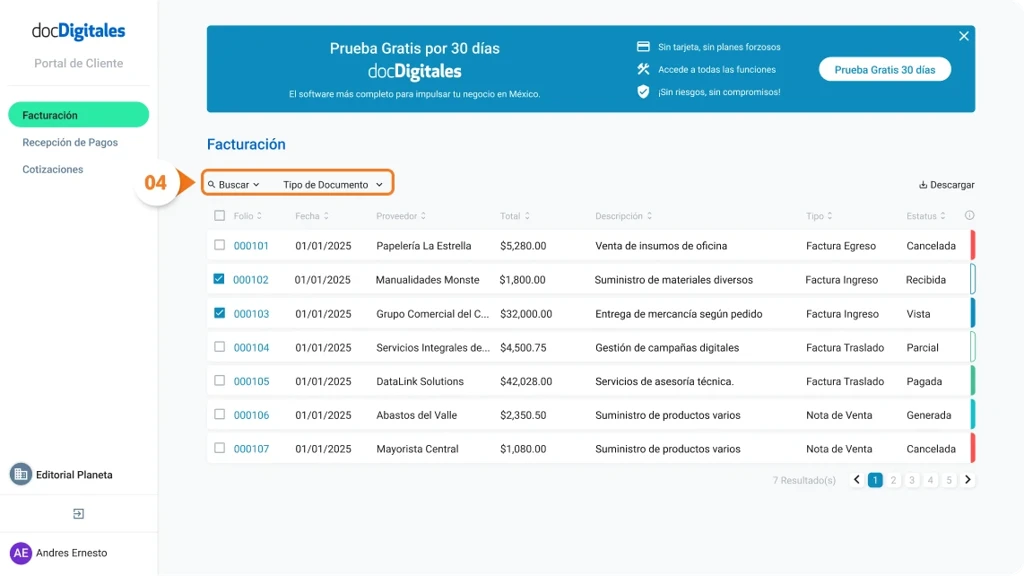 Detalles y elementos de documentos contables como es factura, nota de venta, cotización, Recepción de Pago generados en un ERP para pymes y empresas mexicanas