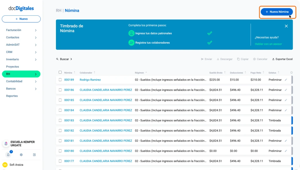 Gestión de nómina en un sistema de administración para pymes