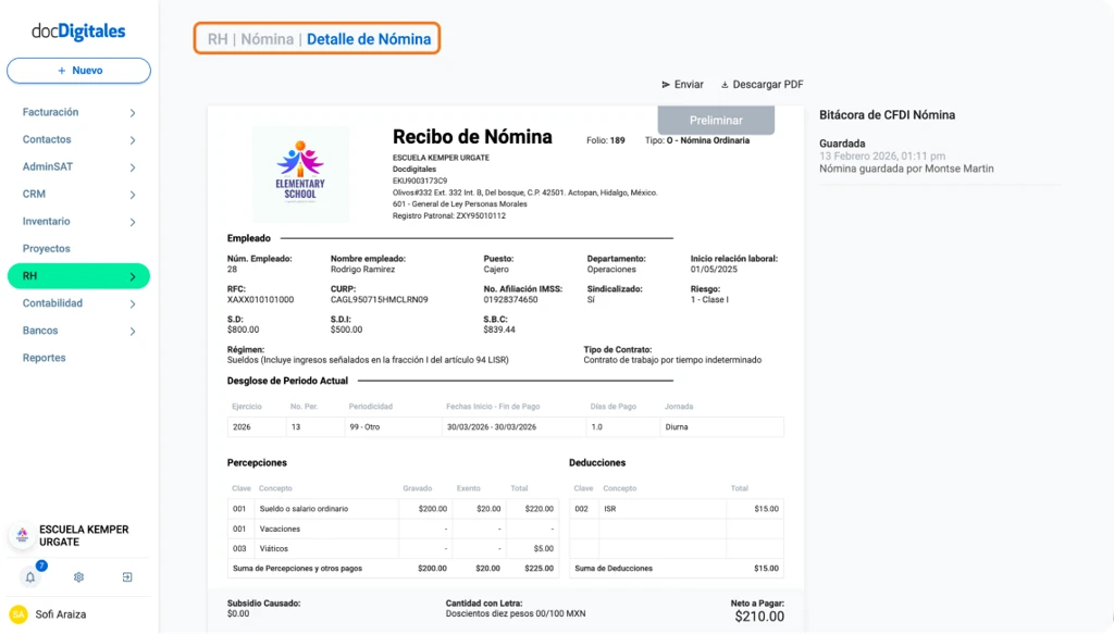 Elementos que debe de llevar una nómina timbrada ante el SAT