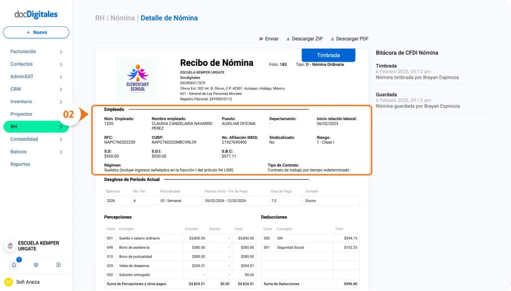 Elementos que debe de llevar una nómina timbrada ante el SAT