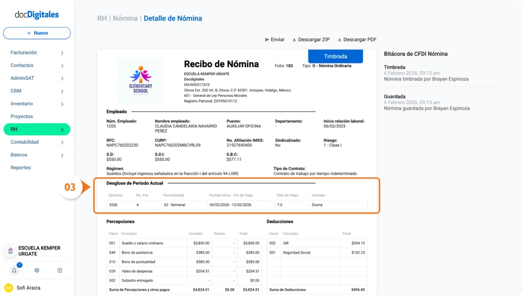 Elementos que debe de llevar una nómina timbrada ante el SAT