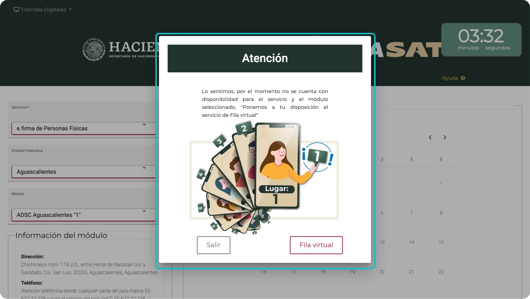 fila virtual para la cita sat
