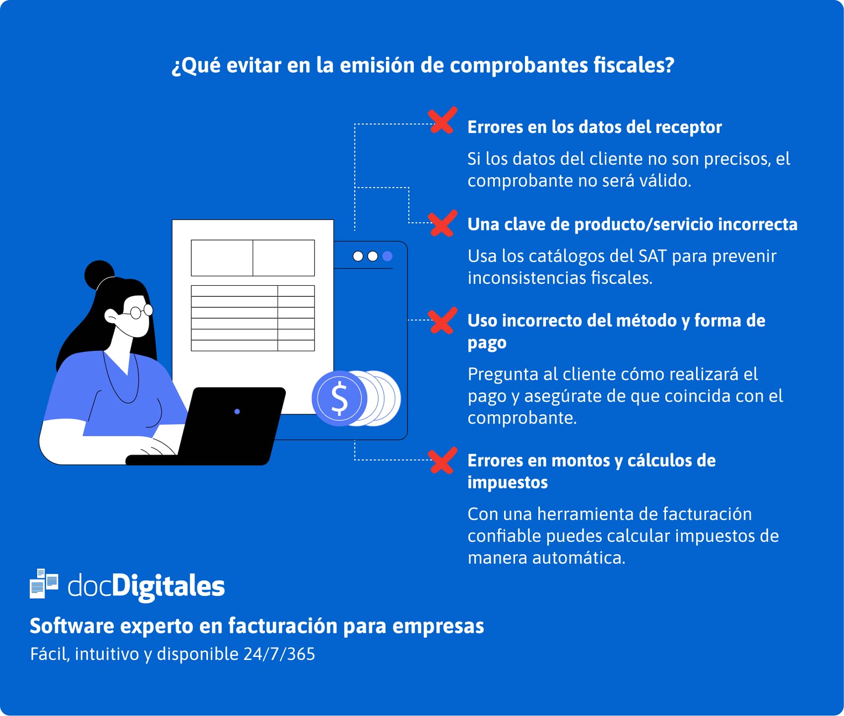 infografía ¿Qué evitar en la emisión de comprobantes fiscales?