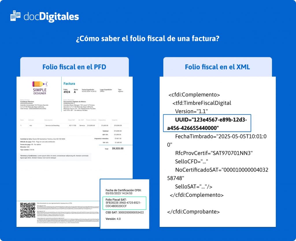 folio fiscal de una factura ejemplo
