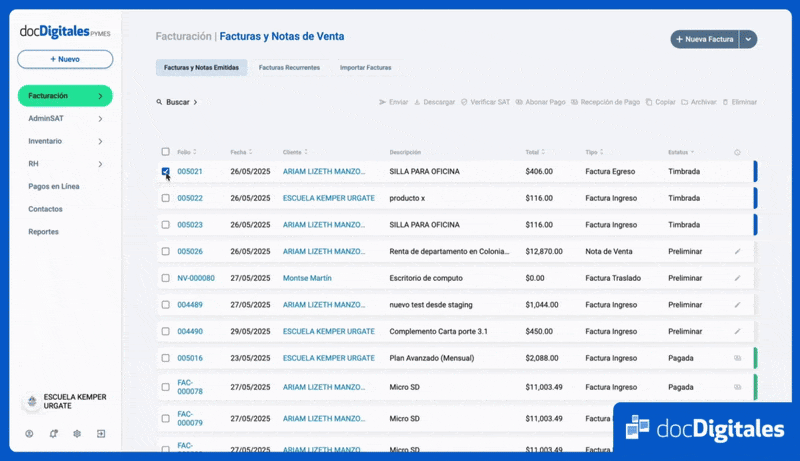 validar factura sat en docDigitales