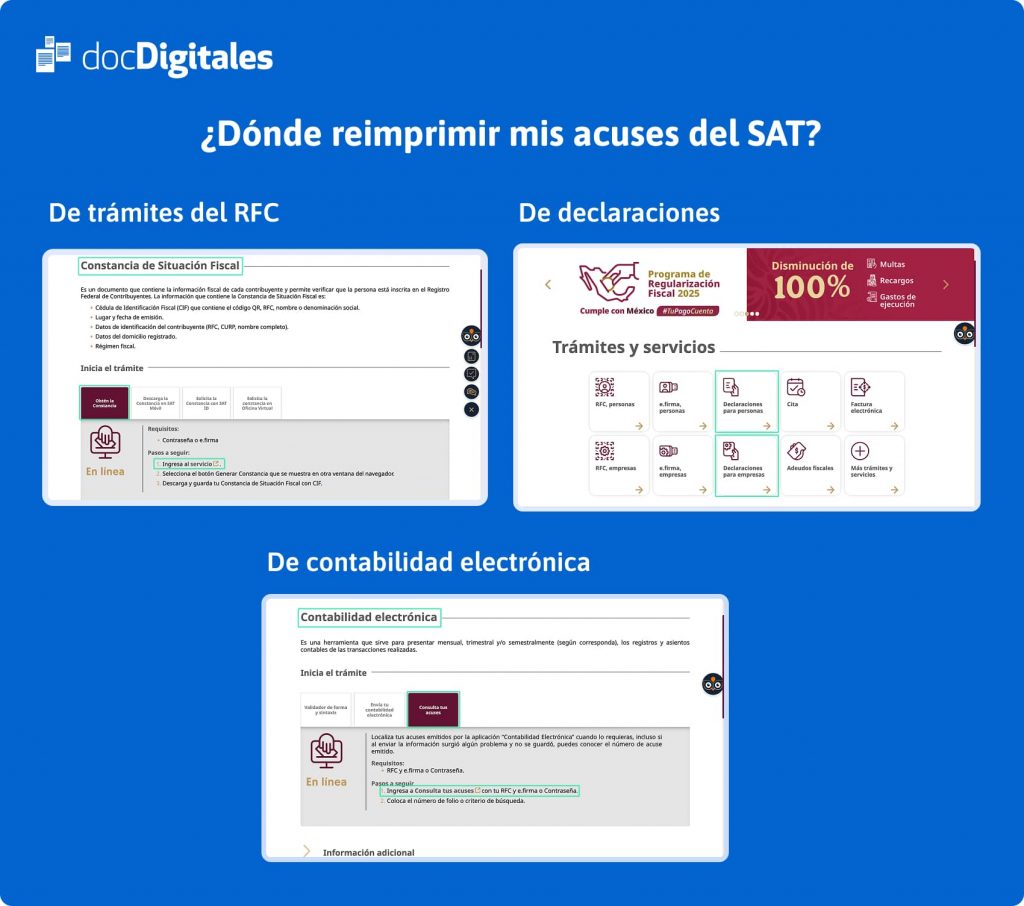 ¿Dónde reimprimir mis acuses del SAT?