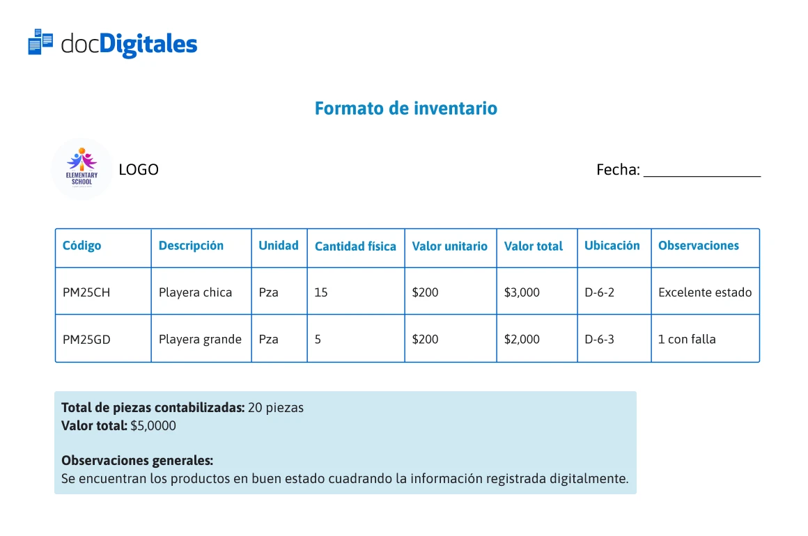 formato inventario fisico